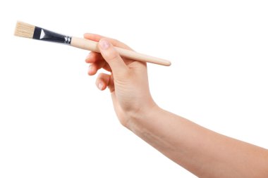 Paint Brush in a human hand clipart