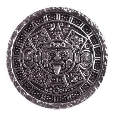 Medallion engraved with the Mayan calendar clipart