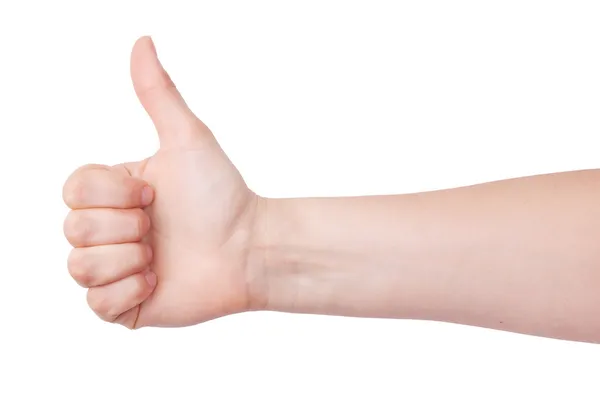 Ludzką ręką z podniesionym kciukiem — Zdjęcie stockowe