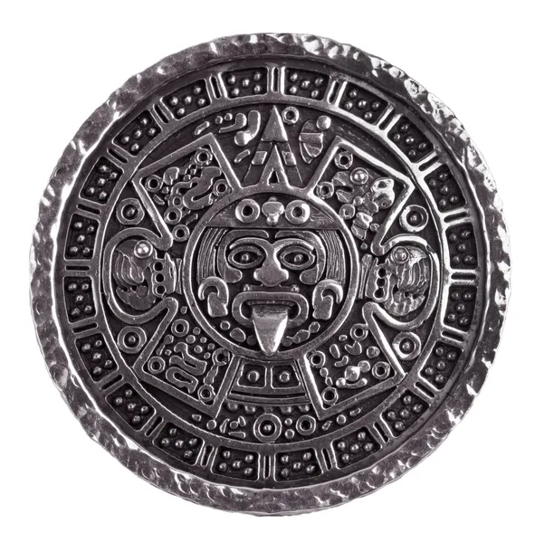 Медальон, выгравированный на календаре майя — стоковое фото