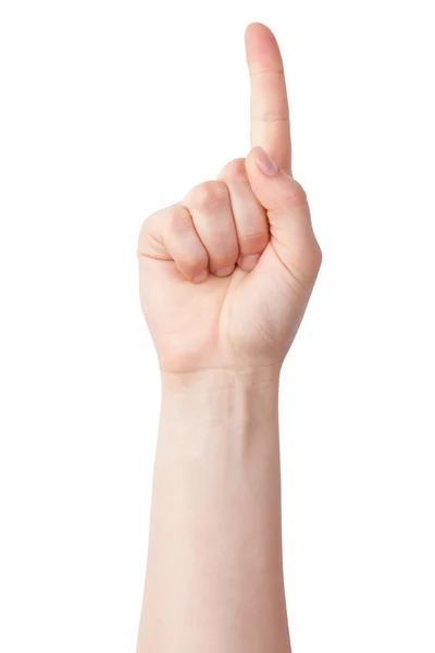 Hand mit erhobenem Zeigefinger — Stockfoto
