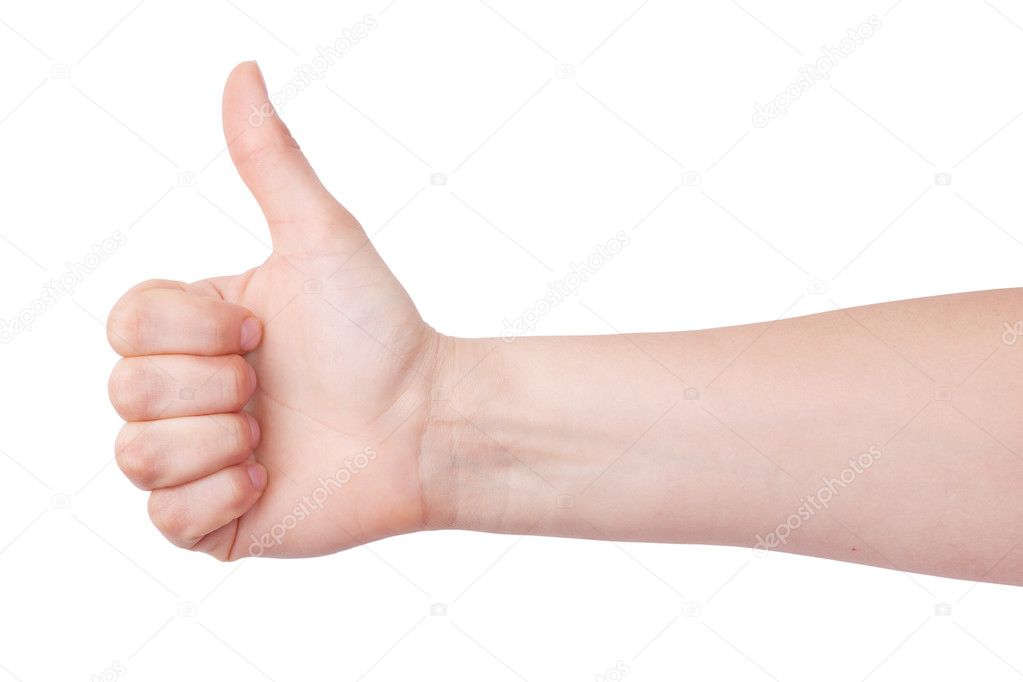Human hand with a raised thumb
