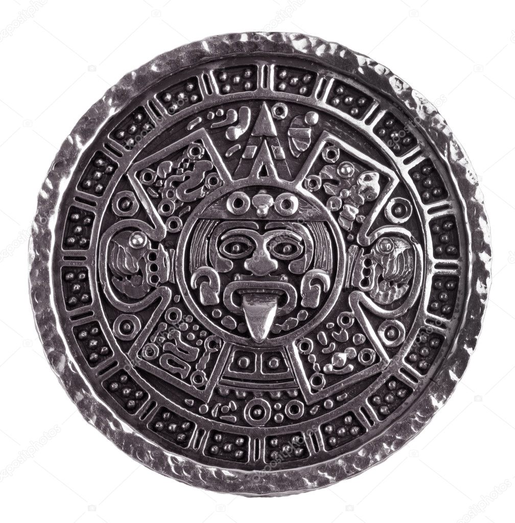 Medallion engraved with the Mayan calendar