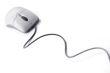 Computer mouse on a long wire clipart