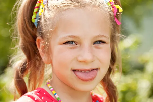 Little girl with pigtails — Stock Photo, Image