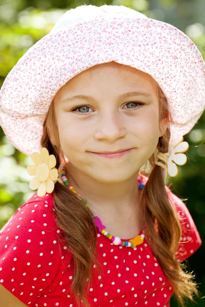 Funny little girl with pigtails — Stock Photo, Image
