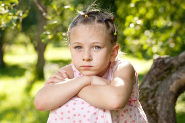 Thoughtful little girl clipart