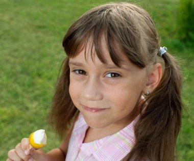 Girl with the remnants of ice cream clipart