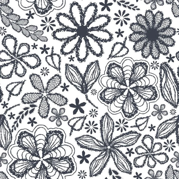 Бесшовный потрёпанный цветочный кудрявый узор — стоковый вектор