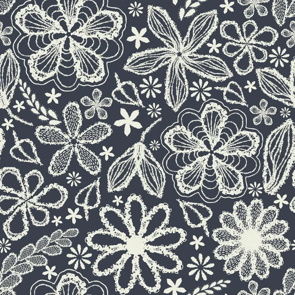 Бесшовный потрёпанный цветочный кудрявый узор — стоковый вектор
