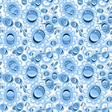 Drops and water bubbles seamless background clipart