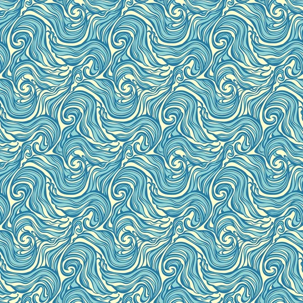 Patrón rizado abstracto sin costuras dibujado a mano con olas y remolinos — Archivo Imágenes Vectoriales