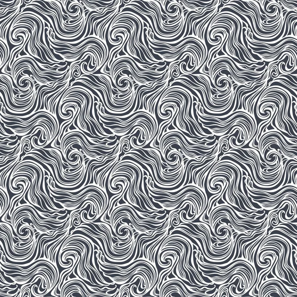 Sömlös abstrakt handritade lockigt mönster med vågor och virvlar — Stock vektor