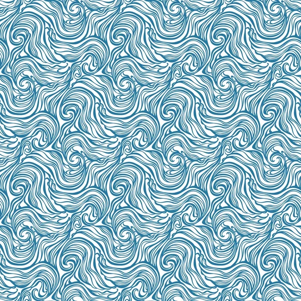Abstraktní ručně tažené kudrnaté vzor bezešvé s vlnami a víry — Stockový vektor