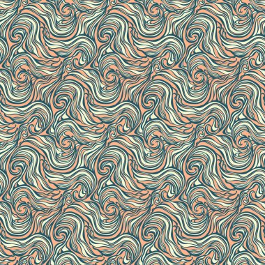 Seamless abstract hand-drawn curly pattern with waves and swirls clipart