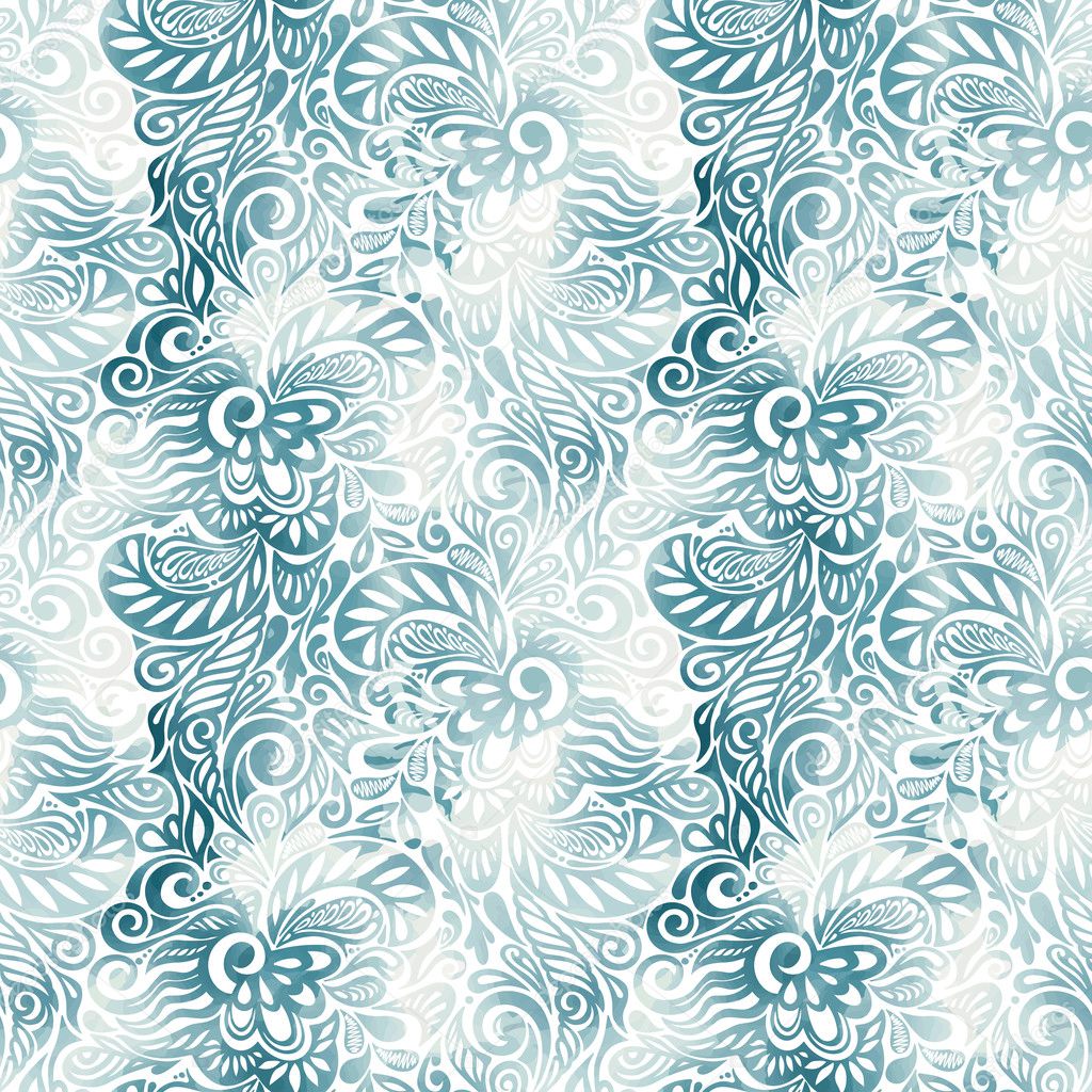 Ink blots seamless floral pattern