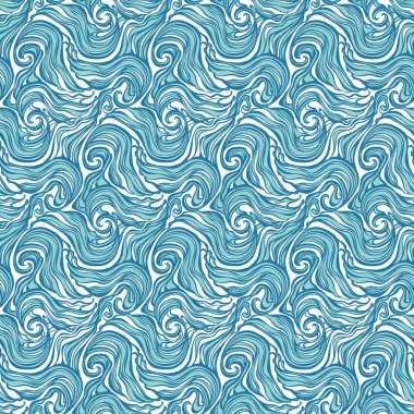 dalgalar ve swirls ile Seamless soyut çizilmiş kıvırcık modeli