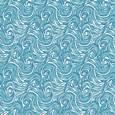 Seamless abstract hand-drawn curly pattern with waves and swirls clipart