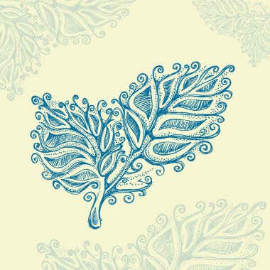 Doodle ink leaf pattern clipart