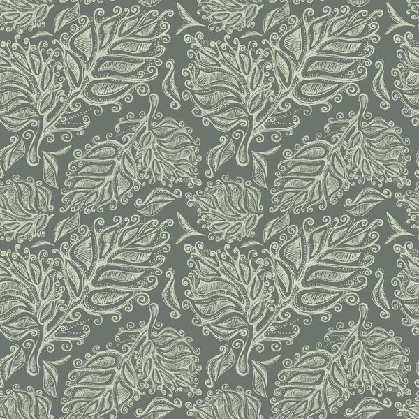 낙서 잉크 원활한 잎 패턴 — 스톡 벡터