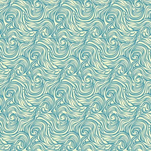 Nahtlose abstrakte, handgezeichnete Lockenmuster mit Wellen und Wirbeln — Stockvektor