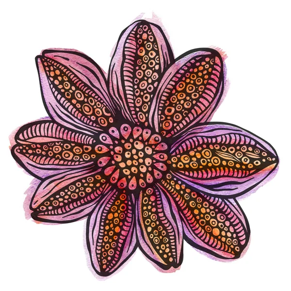 Bunte Aquarell helle Blume — Stockfoto