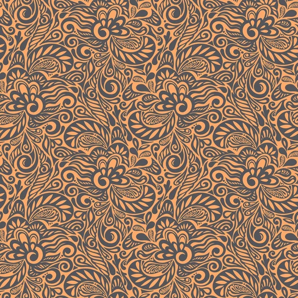 Patrón floral rizado abstracto sin costuras — Vector de stock