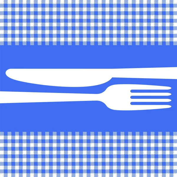 Bestek op blauwe tafellaken — Stockvector