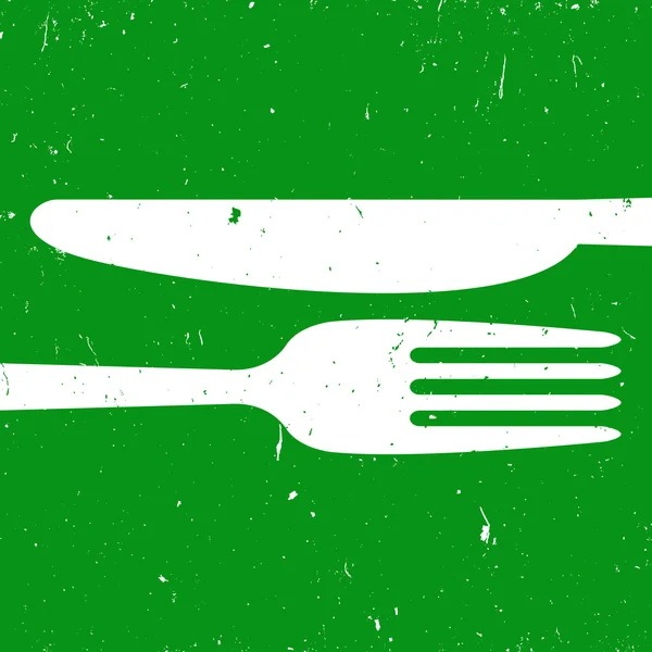 在绿色背景上的餐具 — 图库矢量图片