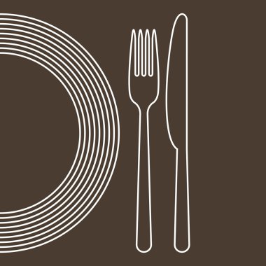 Plate, knife and fork clipart