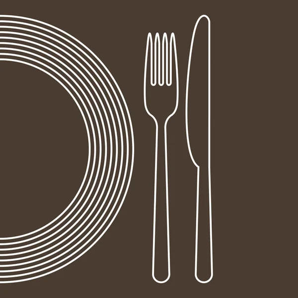 Plaque, couteau et fourchette — Image vectorielle
