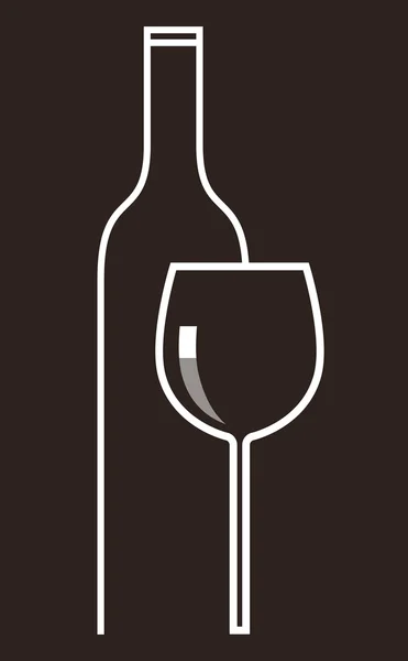Bir şişe şarap ve bardak — Stok Vektör