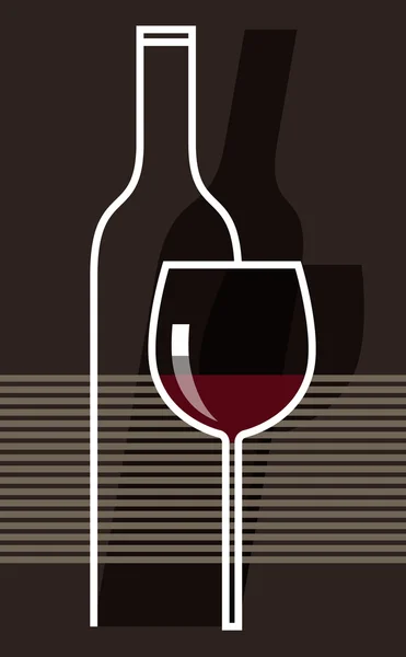Rotwein und Gläser — Stockvektor