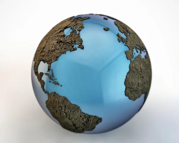 Mundo con continentes extruidos — Foto de Stock