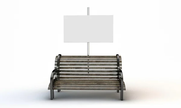 Скамейка с чистым билбордом — стоковое фото