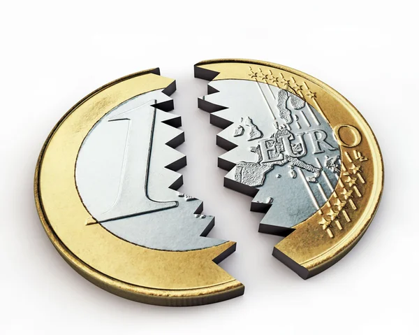 Сломанной євро — стокове фото