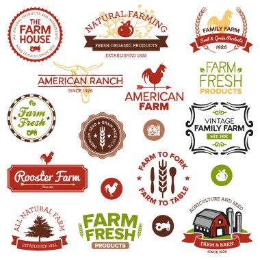 Vintage and modern farm labels clipart