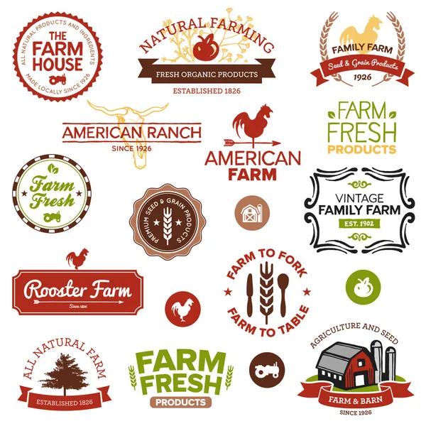 Vintage and modern farm labels — Stock Vector