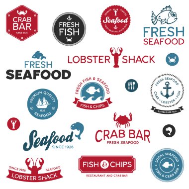 Seafood labels clipart