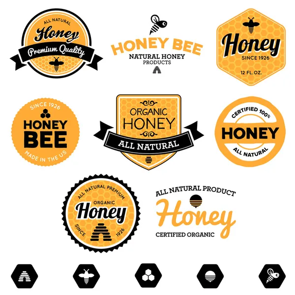 Etiquetas de miel — Vector de stock