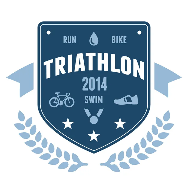 Design emblema distintivo Triathlon — Vettoriale Stock