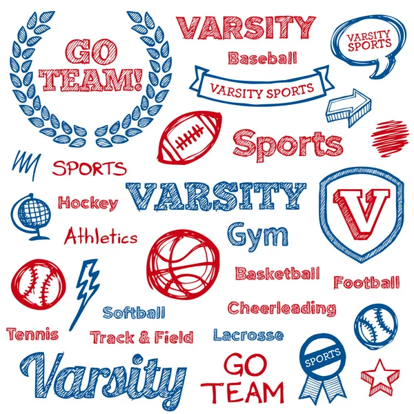 School sports hand-drawn elements — Stock Vector