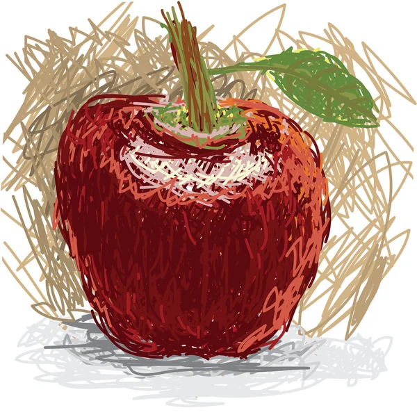 Taze elma meyve portre çizimi. — Stok Vektör
