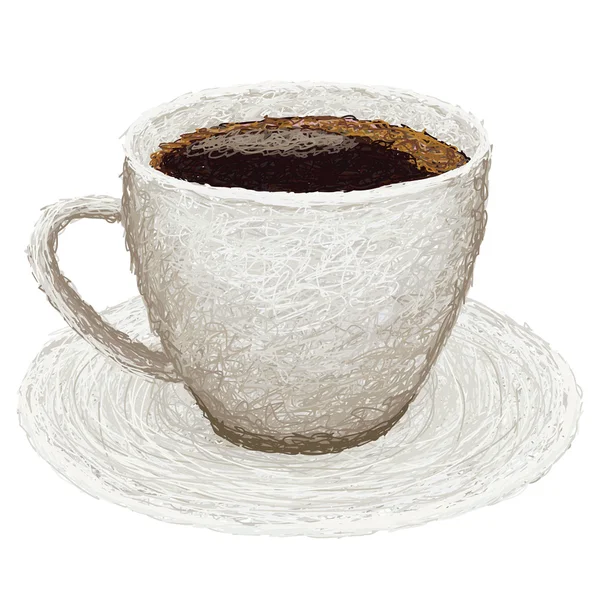 Cafea fierbinte pe o farfurie — Vector de stoc