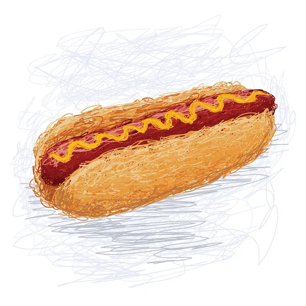 Sanduíche de cachorro quente com molho de mostarda — Vetor de Stock
