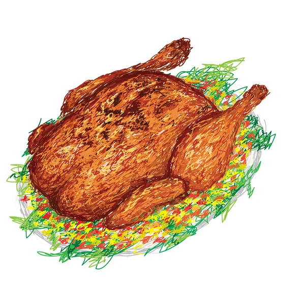 Świeżo pieczonym kurczakiem — Wektor stockowy