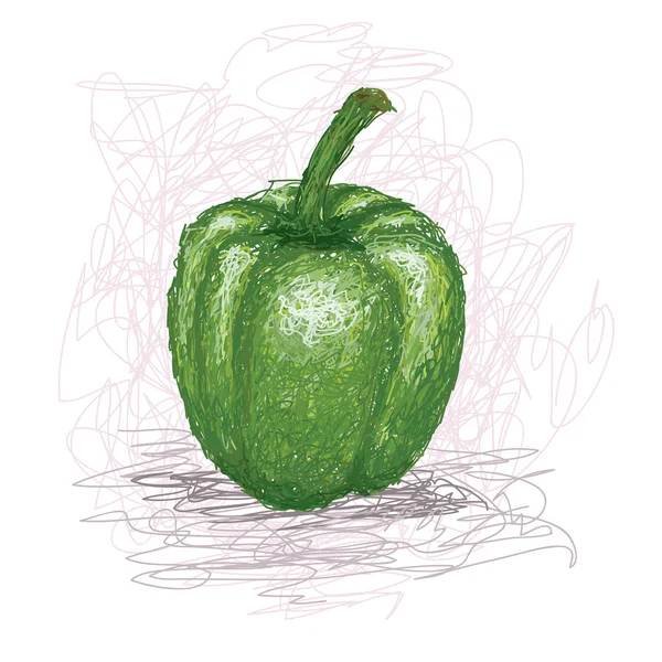 Εικονογράφηση closeup ενός λαχανικού φρέσκο πράσινο πιπέρι κουδουνιών. — Διανυσματικό Αρχείο