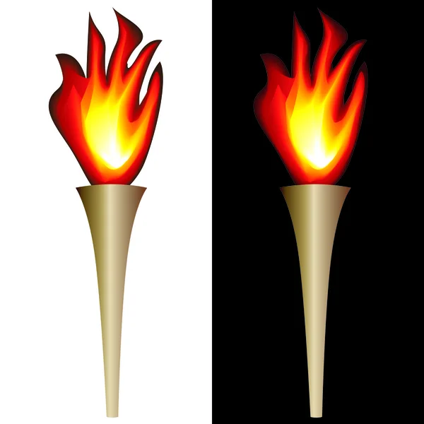 Torch with flame — Stock Vector