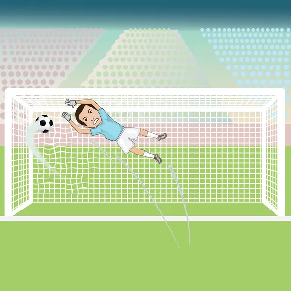 Gardien de but échoué sauver le ballon de football — Image vectorielle
