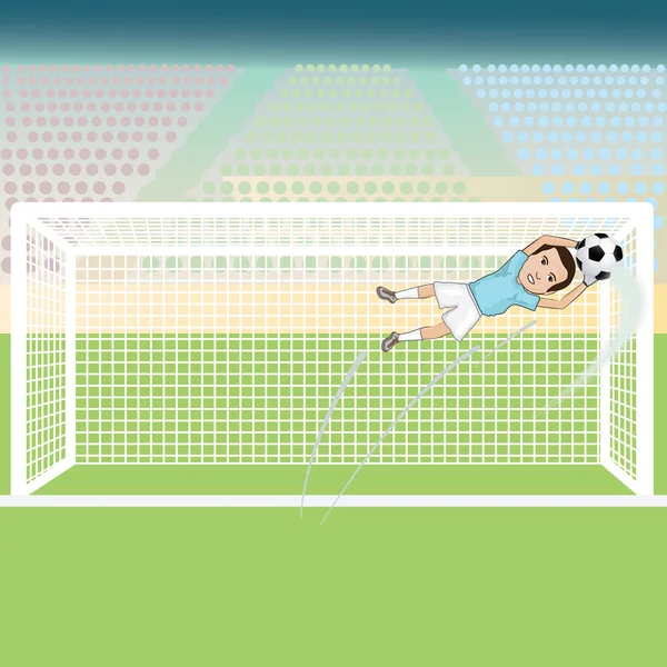 Gardien de but sauver un ballon de football — Image vectorielle